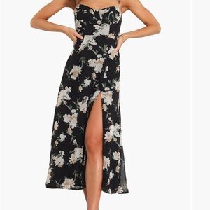 Floral Sleeveless Black Dress